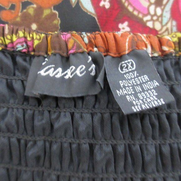 CASSEE'S Sundress Size 2X Colorful Gems Pink Black Pull-On V-Neck Smocked Back - Picture 6 of 12